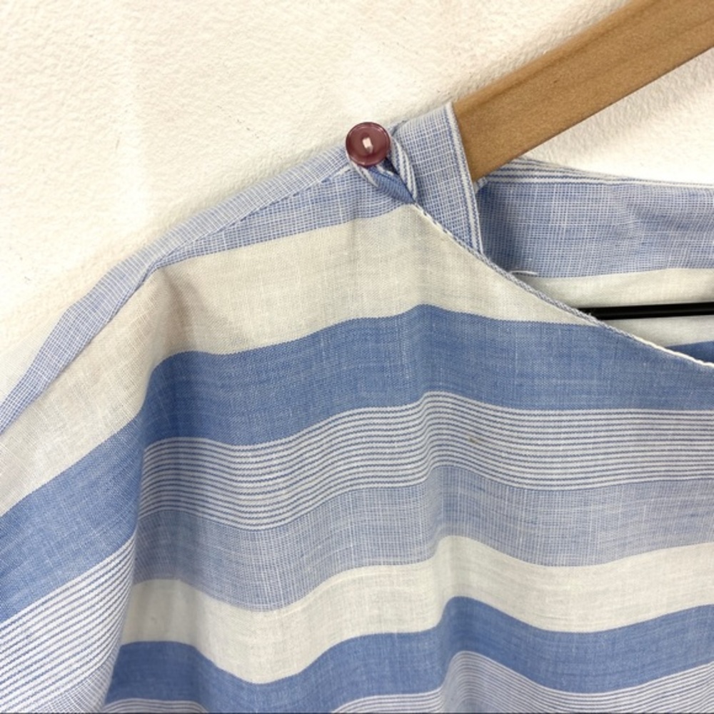 Vintage Blue + White Stripe Casual Swing Day Dress - Picture 3 of 8